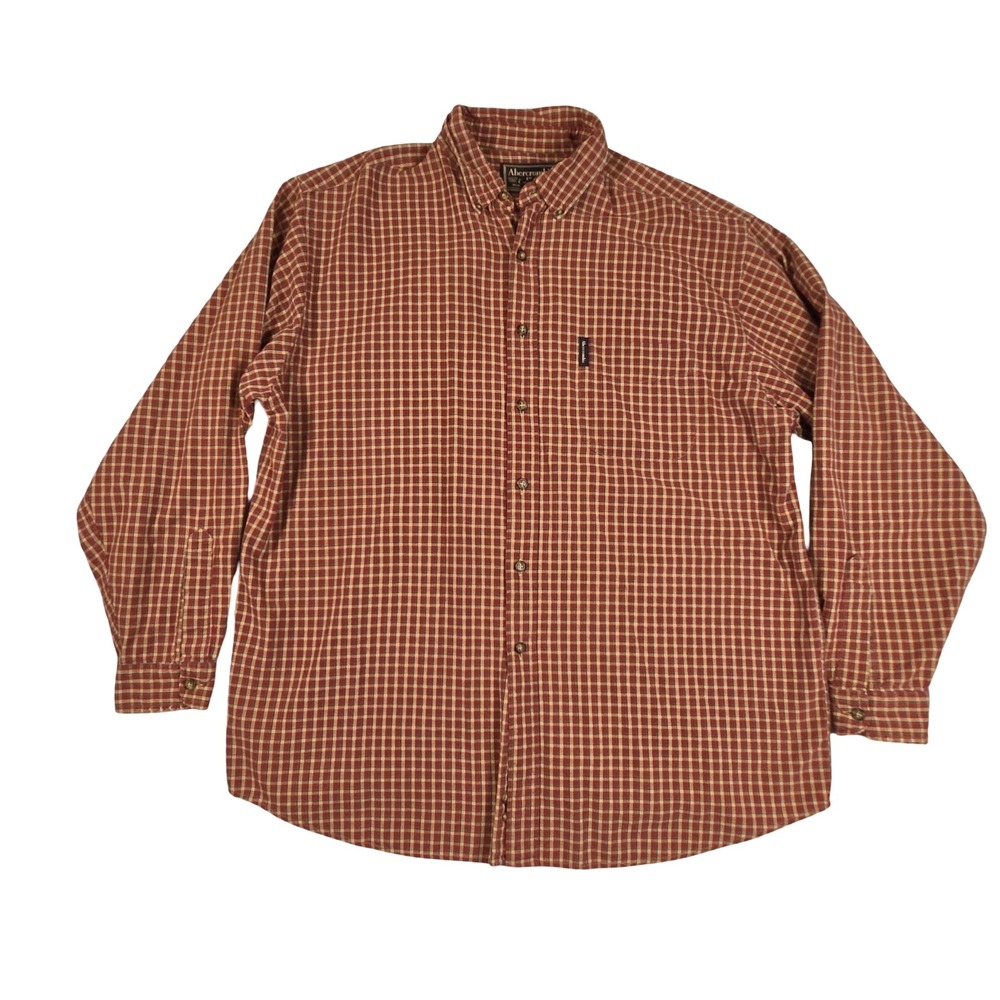Abercrombie & Fitch Red Plaid Button Down Shirt Oversized Large Vintage Y2K 90s